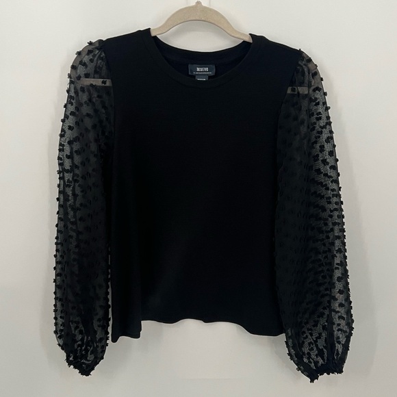 Maeve black textured sleeve top - Picture 2 of 9